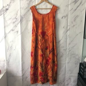 CAROLINA COLOURS PLUS Floral Print Sleeveless Summer Sundress Orange 16W